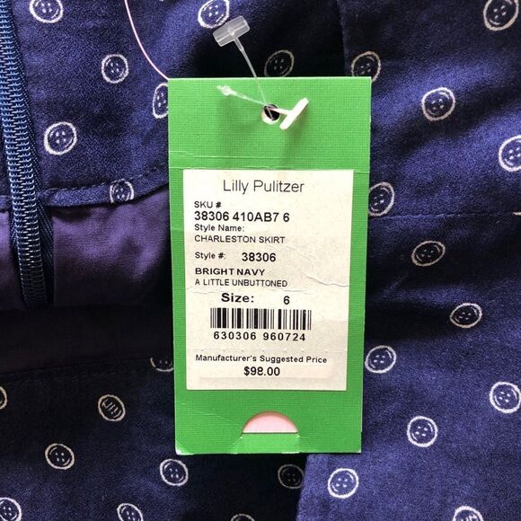 Lilly Pulitzer Charleston Flounce Mini Skirt A Little Unbuttoned Navy Blue 6 NWT - Picture 7 of 8